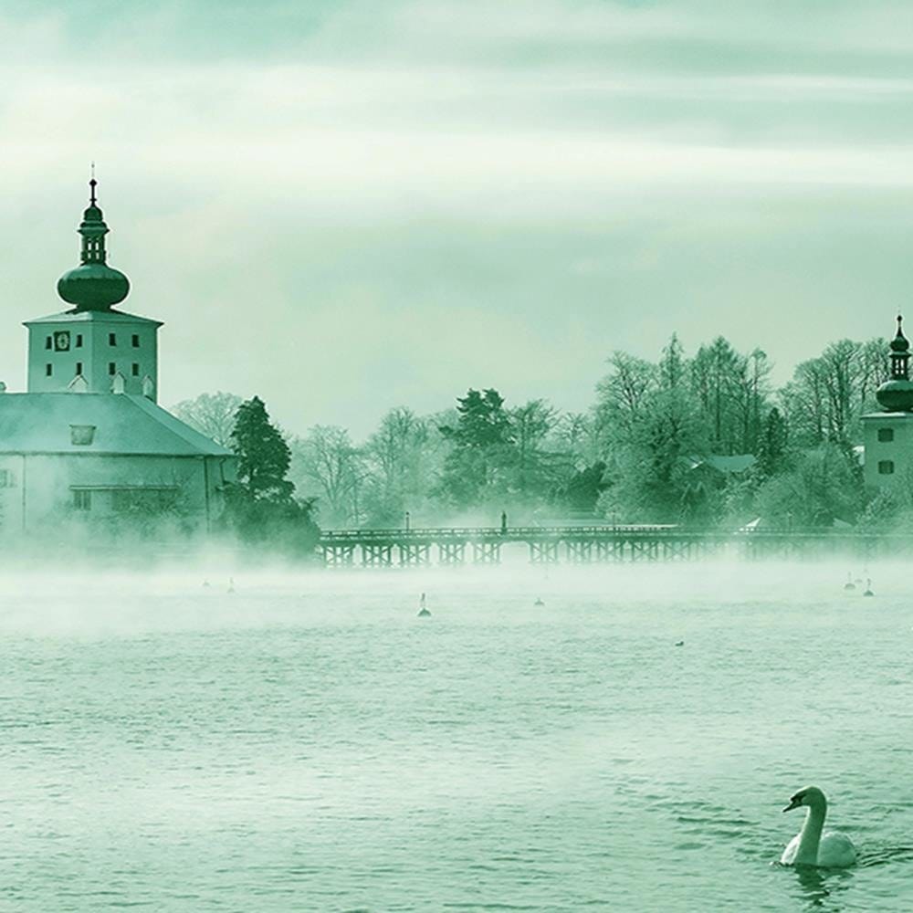 Glezna baltā rāmī - Misty Lake 3  Home Trends DECO