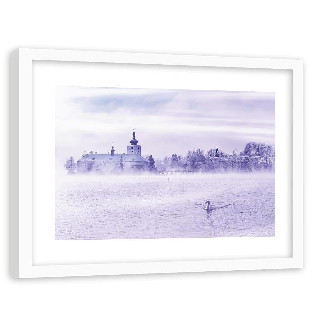 Glezna baltā rāmī - Misty Lake  Home Trends DECO