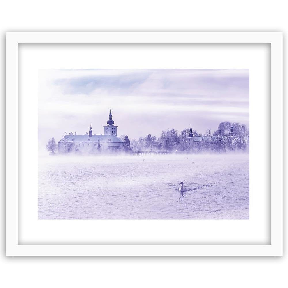 Glezna baltā rāmī - Misty Lake  Home Trends DECO