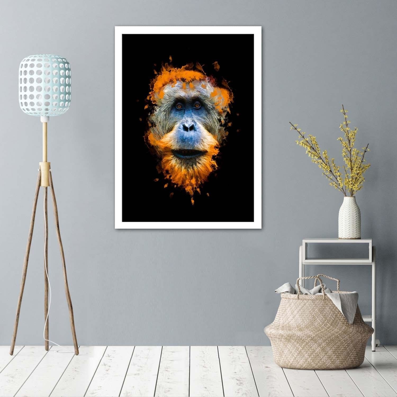 Glezna baltā rāmī - Monkey  Home Trends DECO