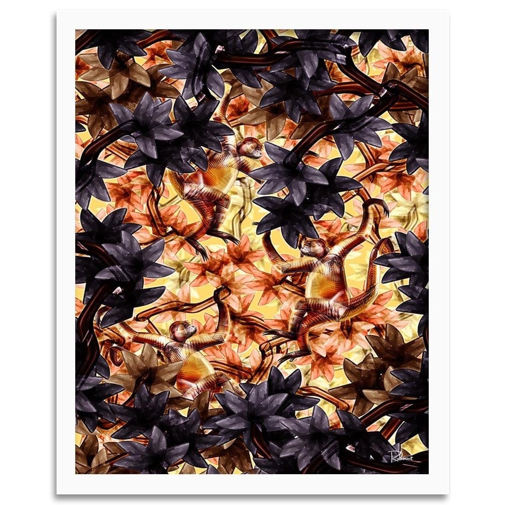 Glezna baltā rāmī - Monkeys Image Animal Print Brown  Home Trends DECO