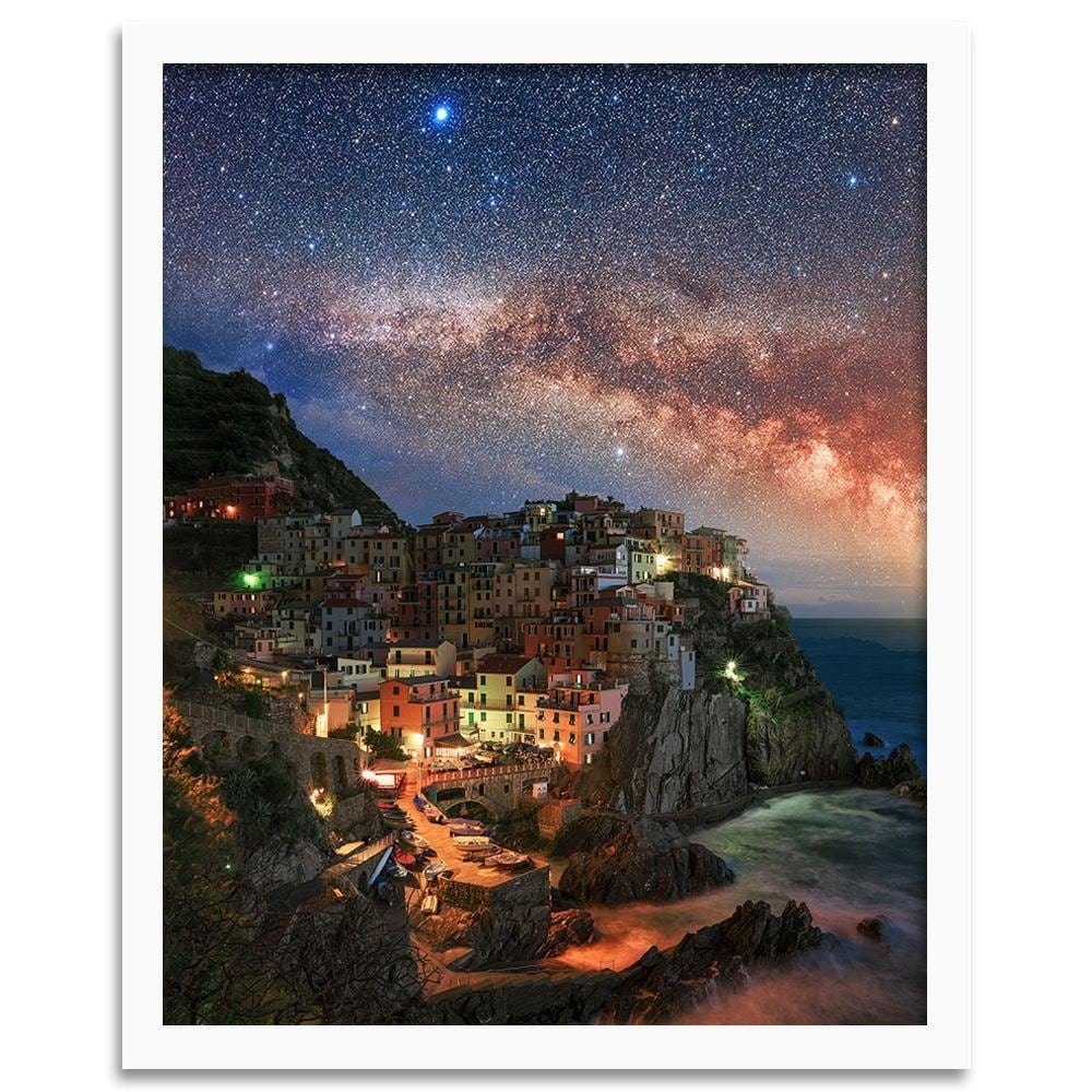 Glezna baltā rāmī - Monterosso At Night  Home Trends DECO
