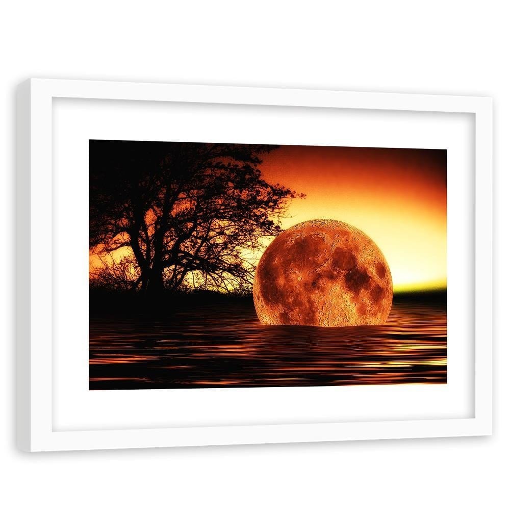 Glezna baltā rāmī - Moon In The Sea  Home Trends DECO