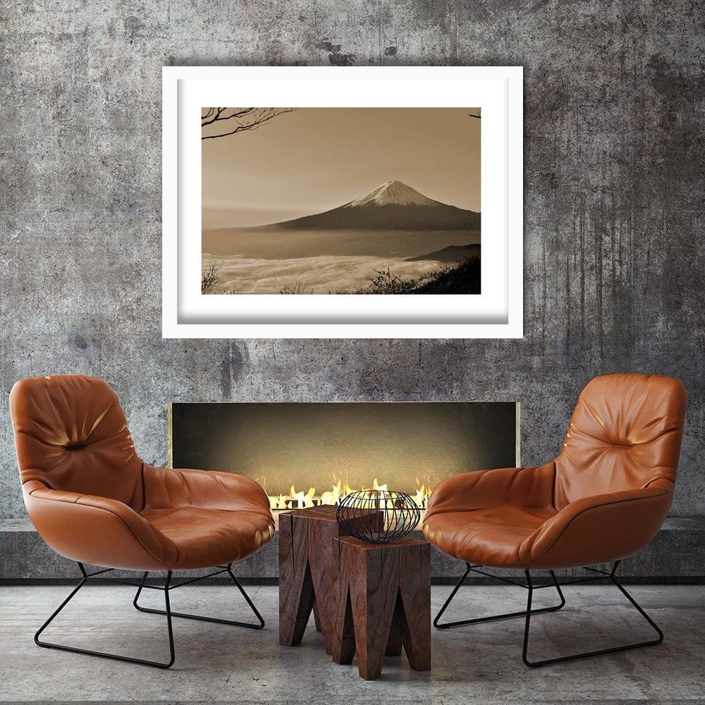 Glezna baltā rāmī - Mount Fuji 1  Home Trends DECO