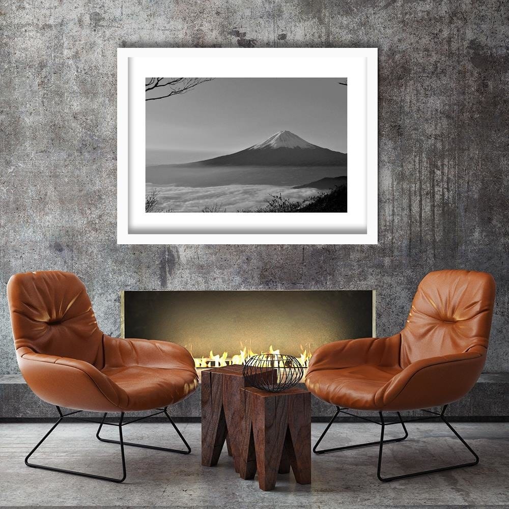 Glezna baltā rāmī - Mount Fuji 2  Home Trends DECO