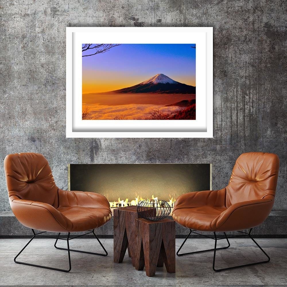 Glezna baltā rāmī - Mount Fuji 4  Home Trends DECO