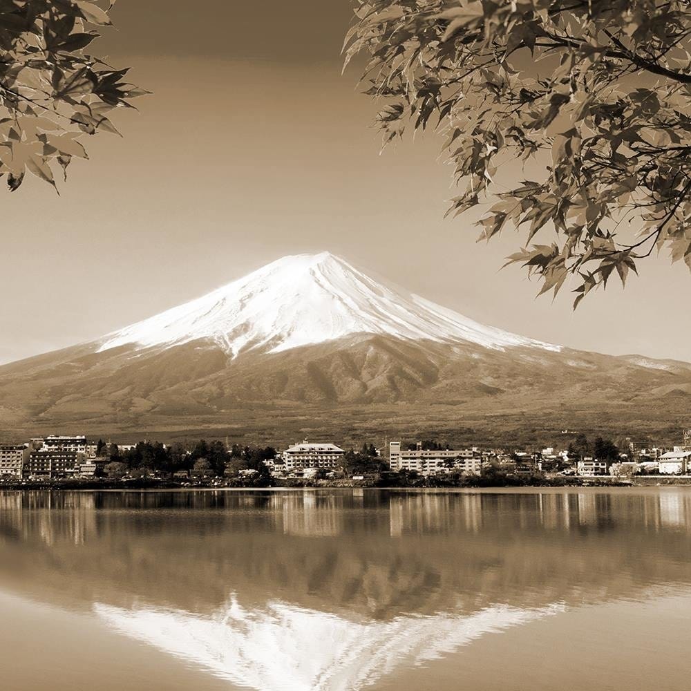Glezna baltā rāmī - Mount Fuji And Lake 1  Home Trends DECO