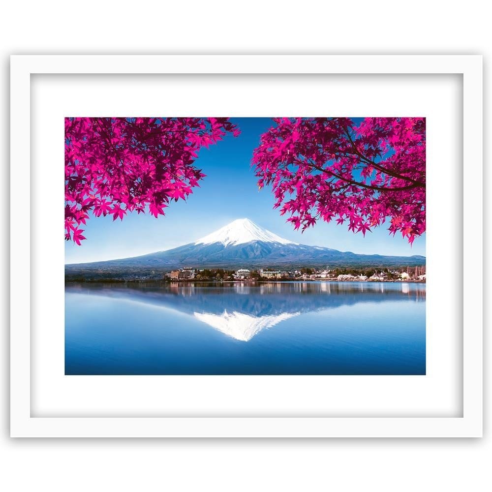 Glezna baltā rāmī - Mount Fuji And Lake 3  Home Trends DECO