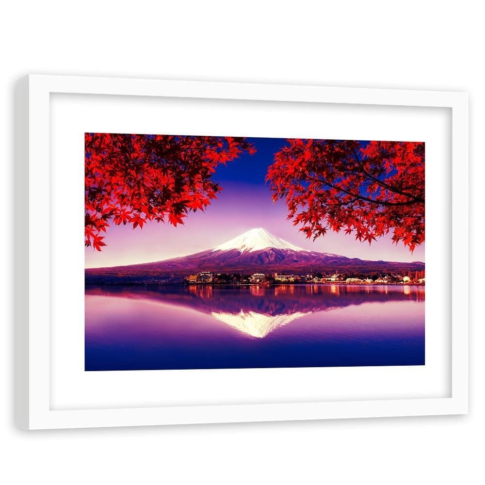 Glezna baltā rāmī - Mount Fuji And Lake  Home Trends DECO