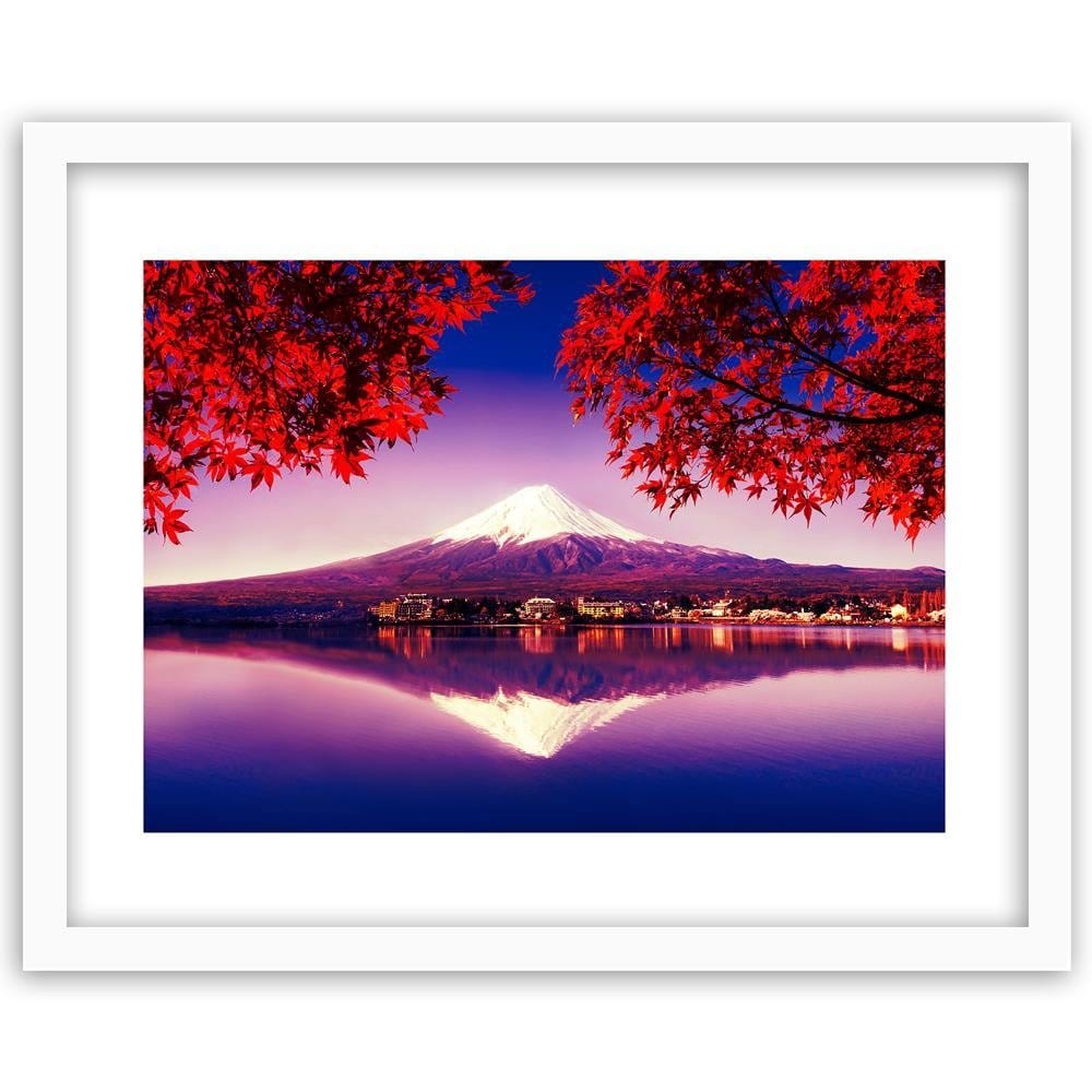 Glezna baltā rāmī - Mount Fuji And Lake  Home Trends DECO