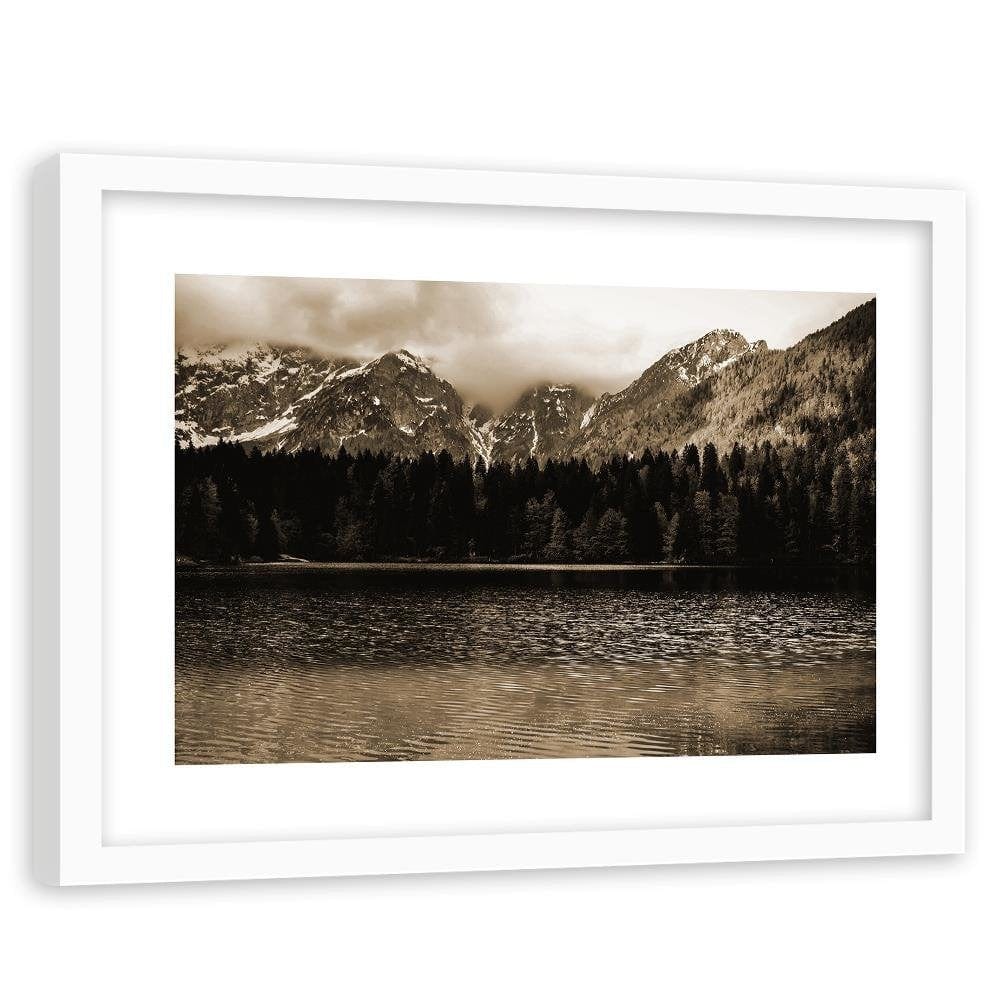 Glezna baltā rāmī - Mountain Lake 1  Home Trends DECO