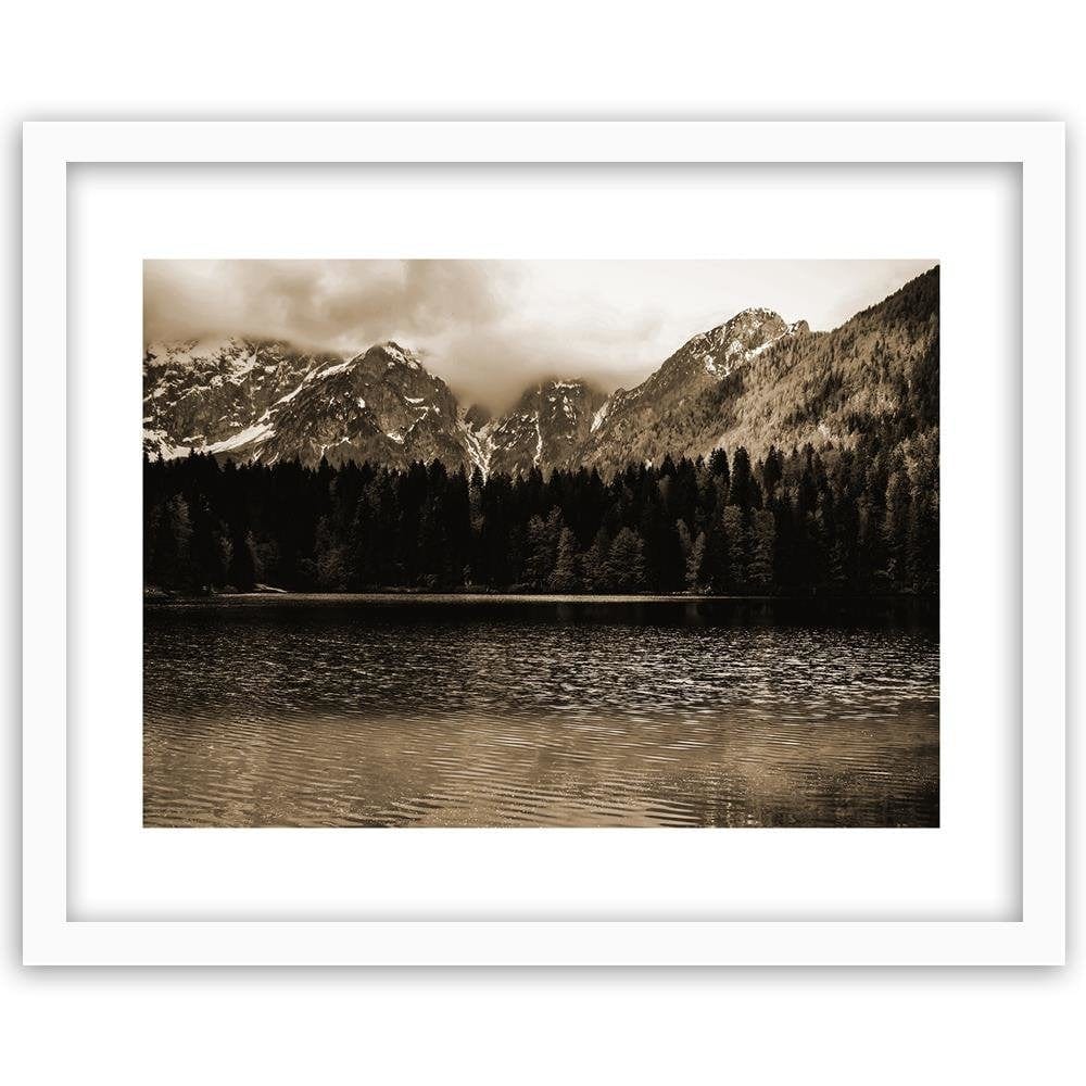 Glezna baltā rāmī - Mountain Lake 1  Home Trends DECO