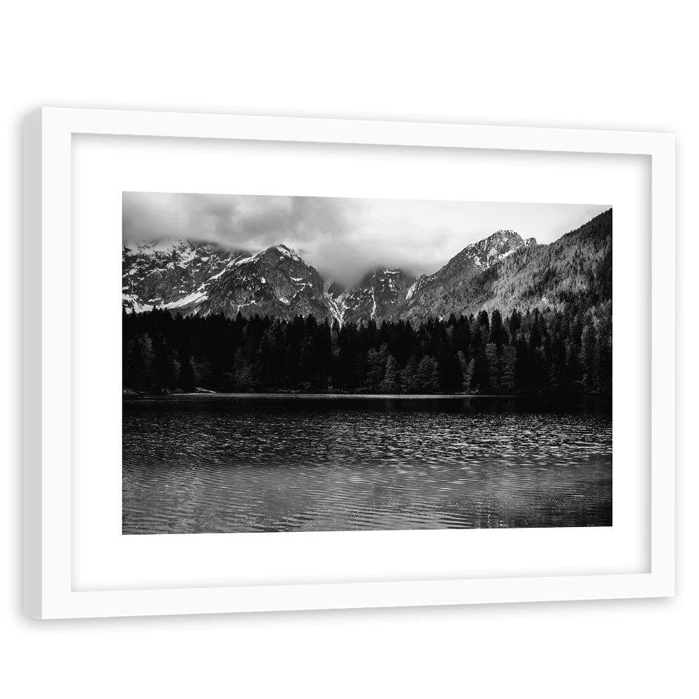 Glezna baltā rāmī - Mountain Lake 2  Home Trends DECO