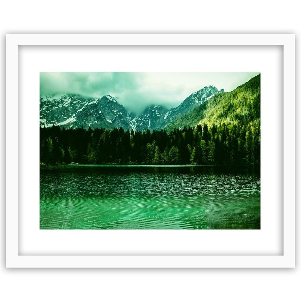 Glezna baltā rāmī - Mountain Lake 4  Home Trends DECO