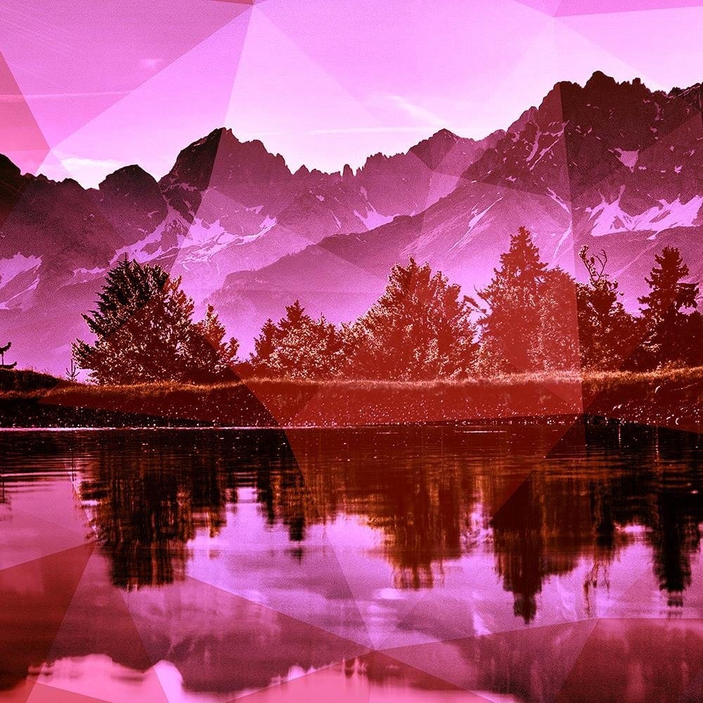 Glezna baltā rāmī - Mountain Lake And Geometry 2  Home Trends DECO