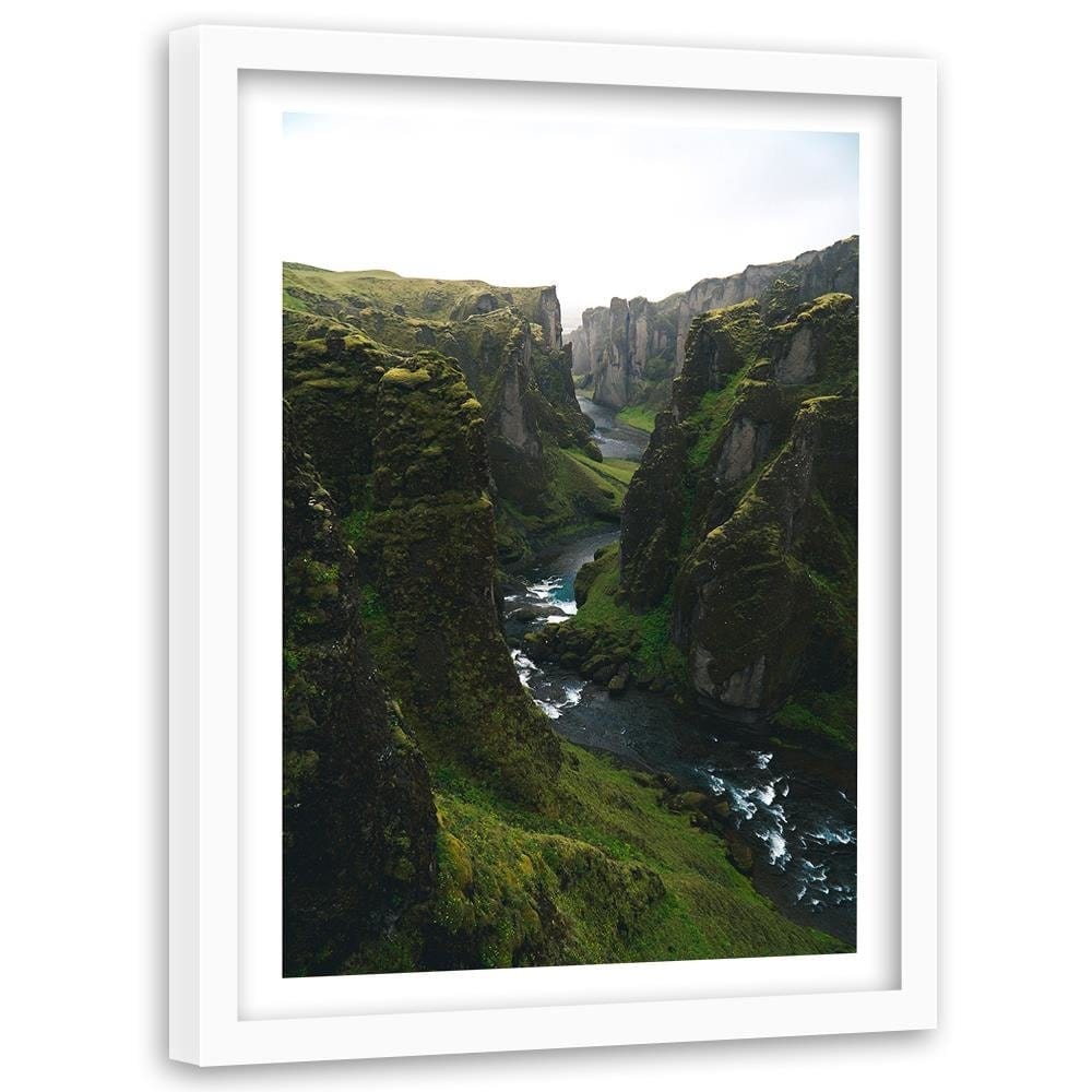 Glezna baltā rāmī - Mountain Landscape With River  Home Trends DECO