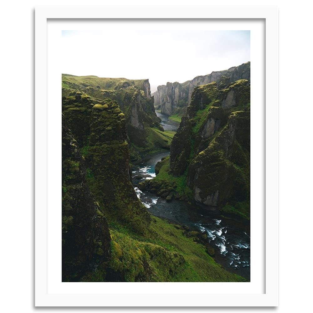 Glezna baltā rāmī - Mountain Landscape With River  Home Trends DECO