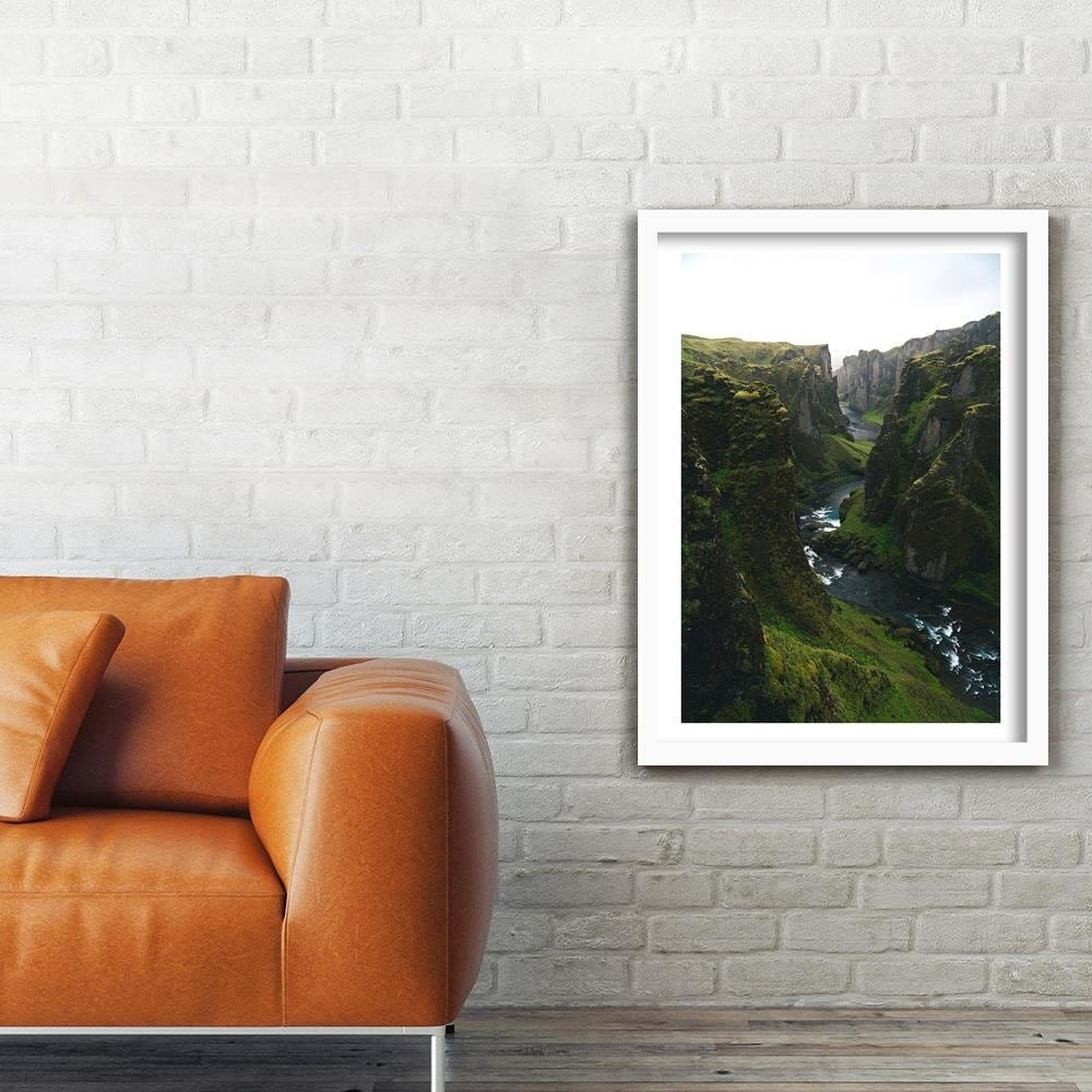 Glezna baltā rāmī - Mountain Landscape With River  Home Trends DECO