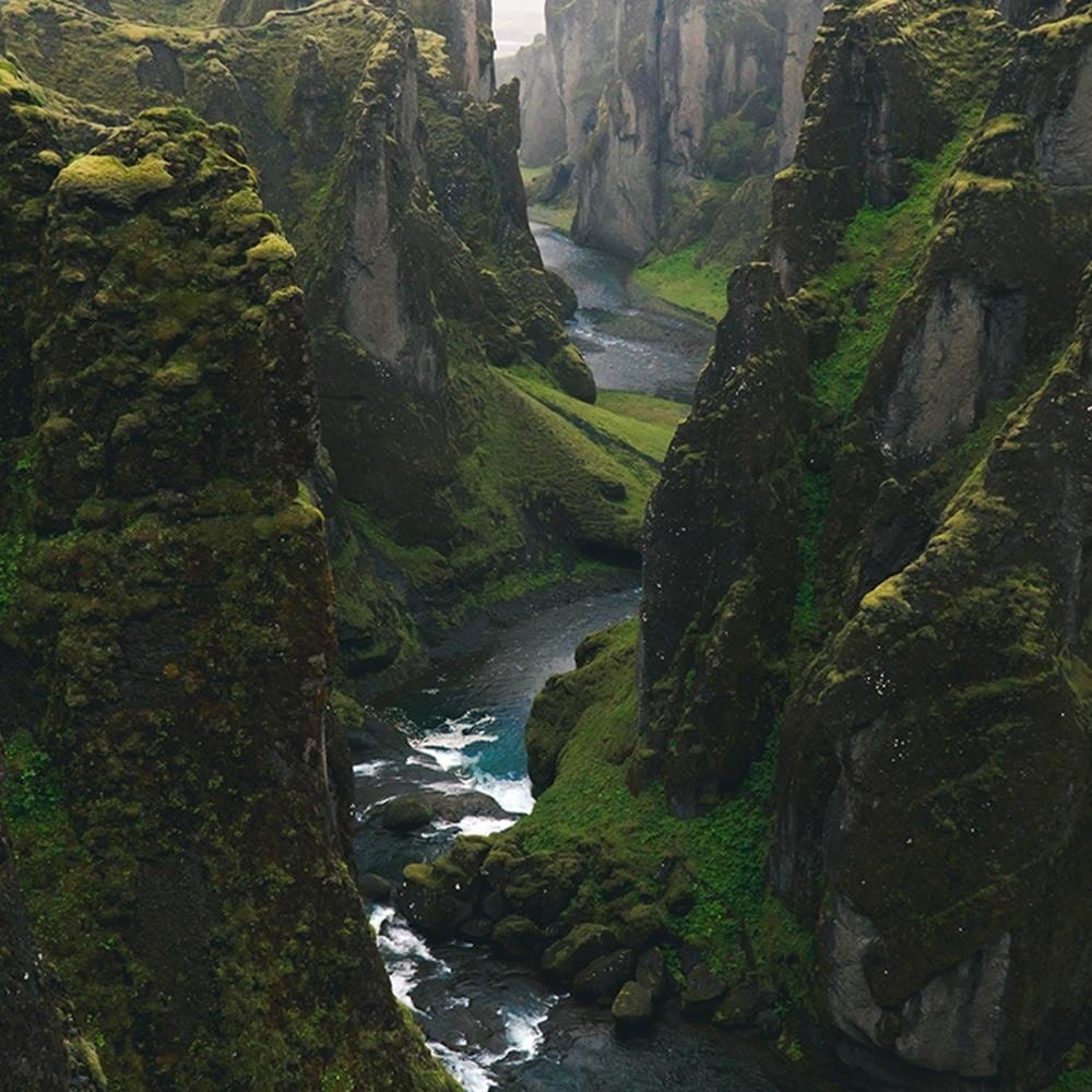 Glezna baltā rāmī - Mountain Landscape With River  Home Trends DECO