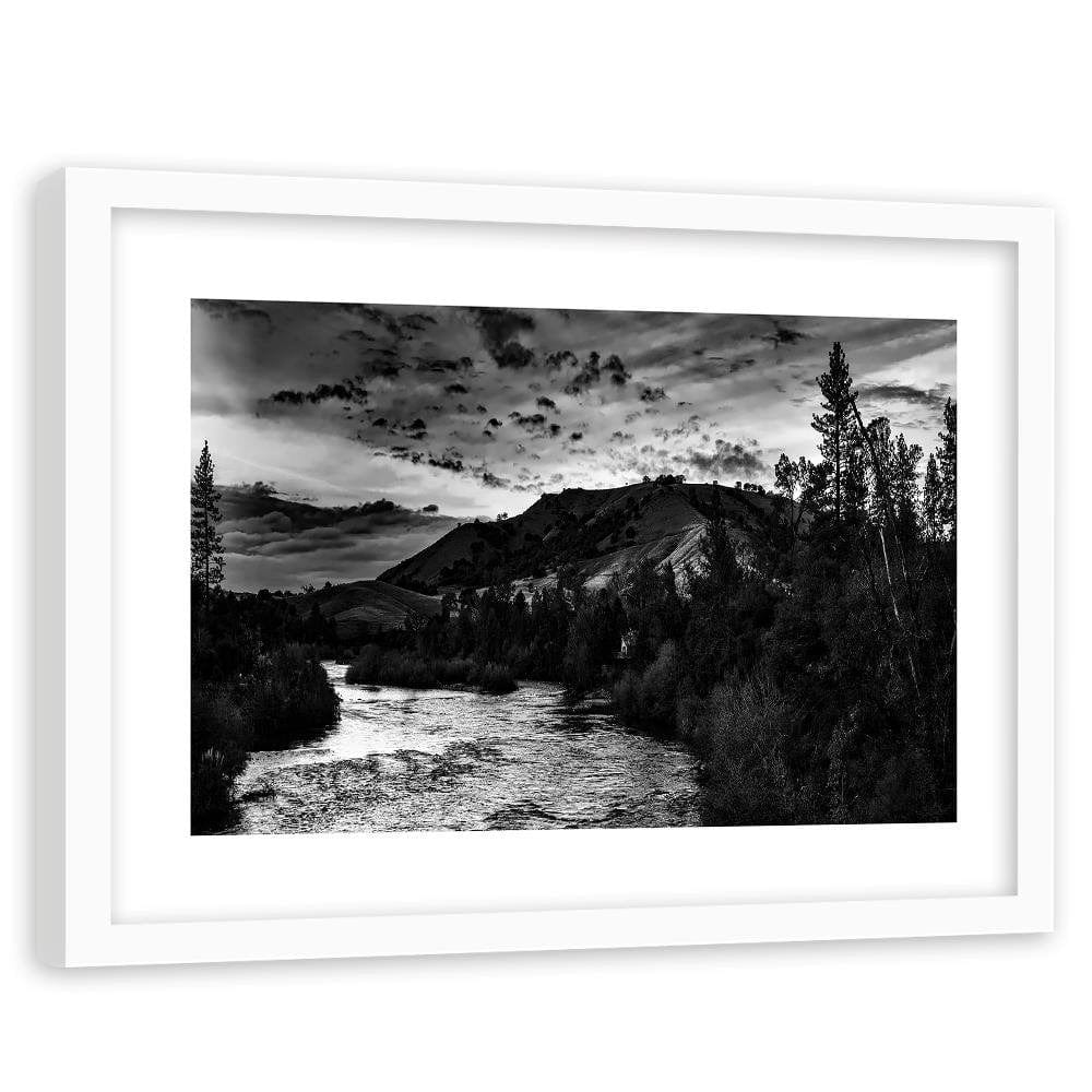 Glezna baltā rāmī - Mountain River 2  Home Trends DECO