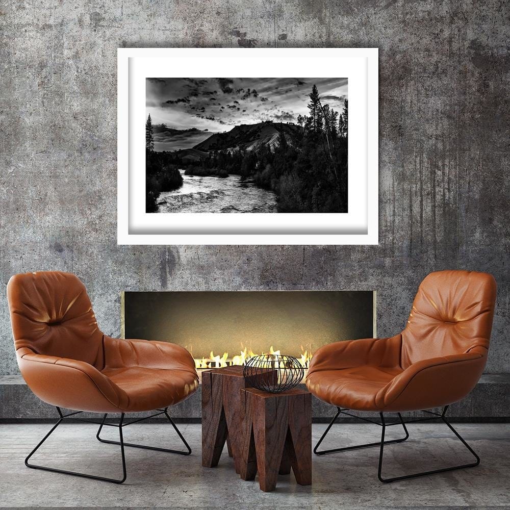 Glezna baltā rāmī - Mountain River 2  Home Trends DECO