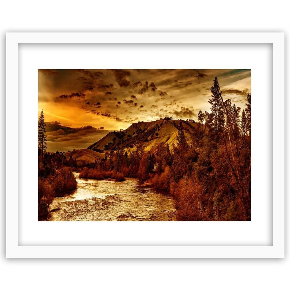 Glezna baltā rāmī - Mountain River 3  Home Trends DECO