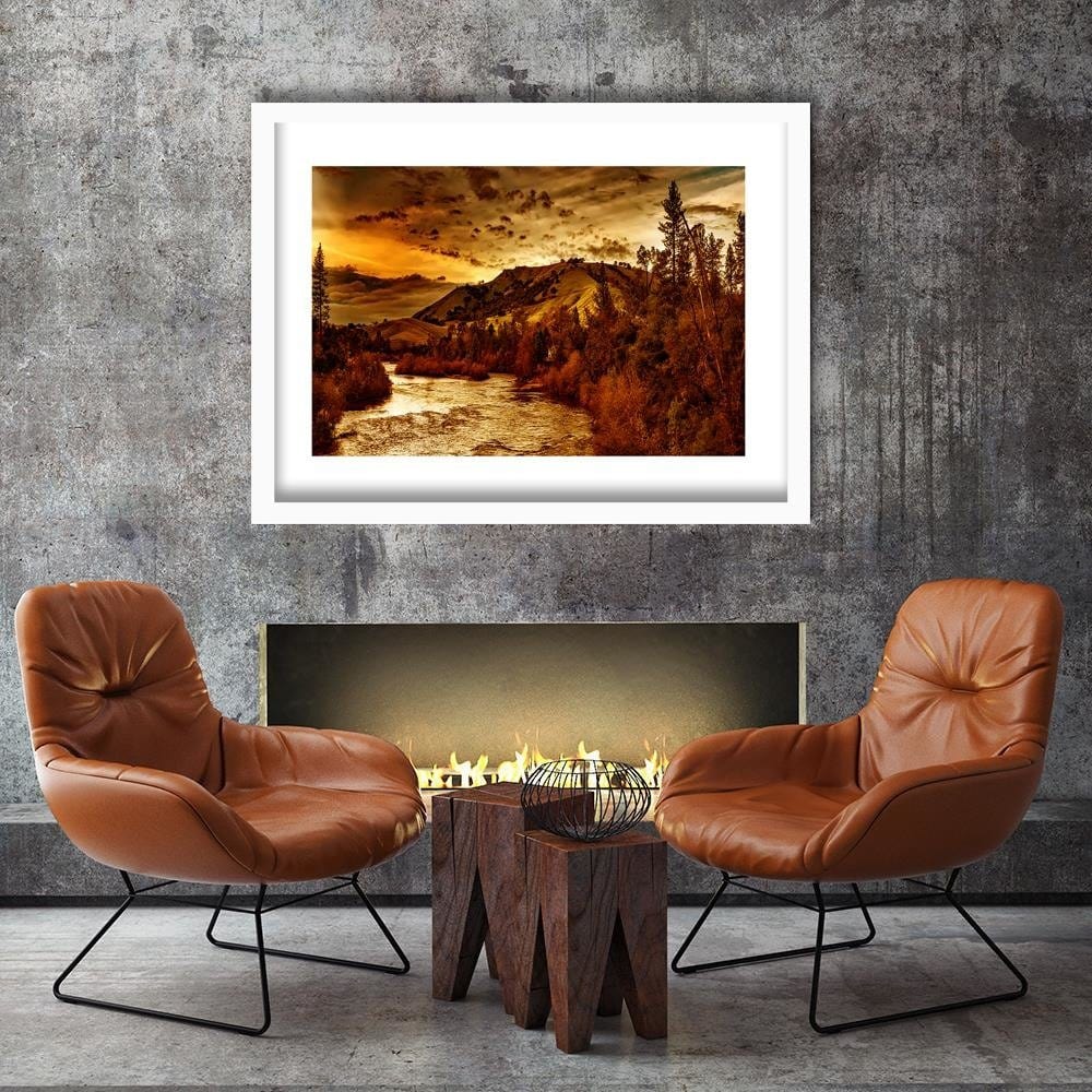 Glezna baltā rāmī - Mountain River 3  Home Trends DECO