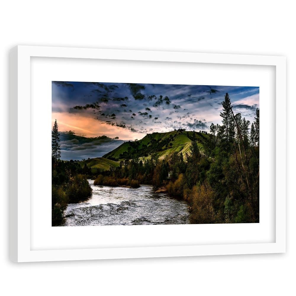 Glezna baltā rāmī - Mountain River 4  Home Trends DECO