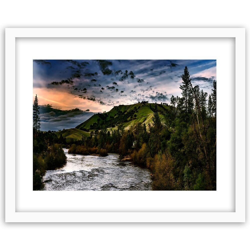 Glezna baltā rāmī - Mountain River 4  Home Trends DECO