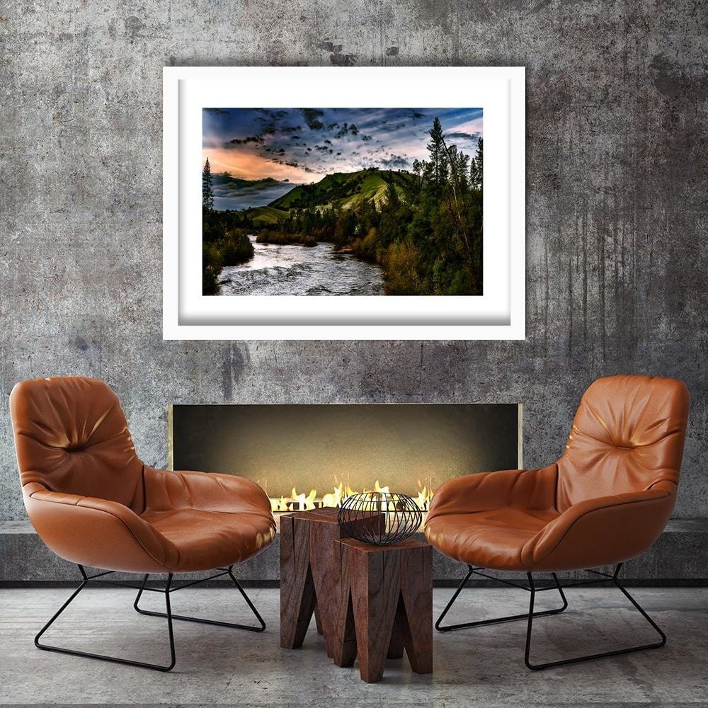 Glezna baltā rāmī - Mountain River 4  Home Trends DECO