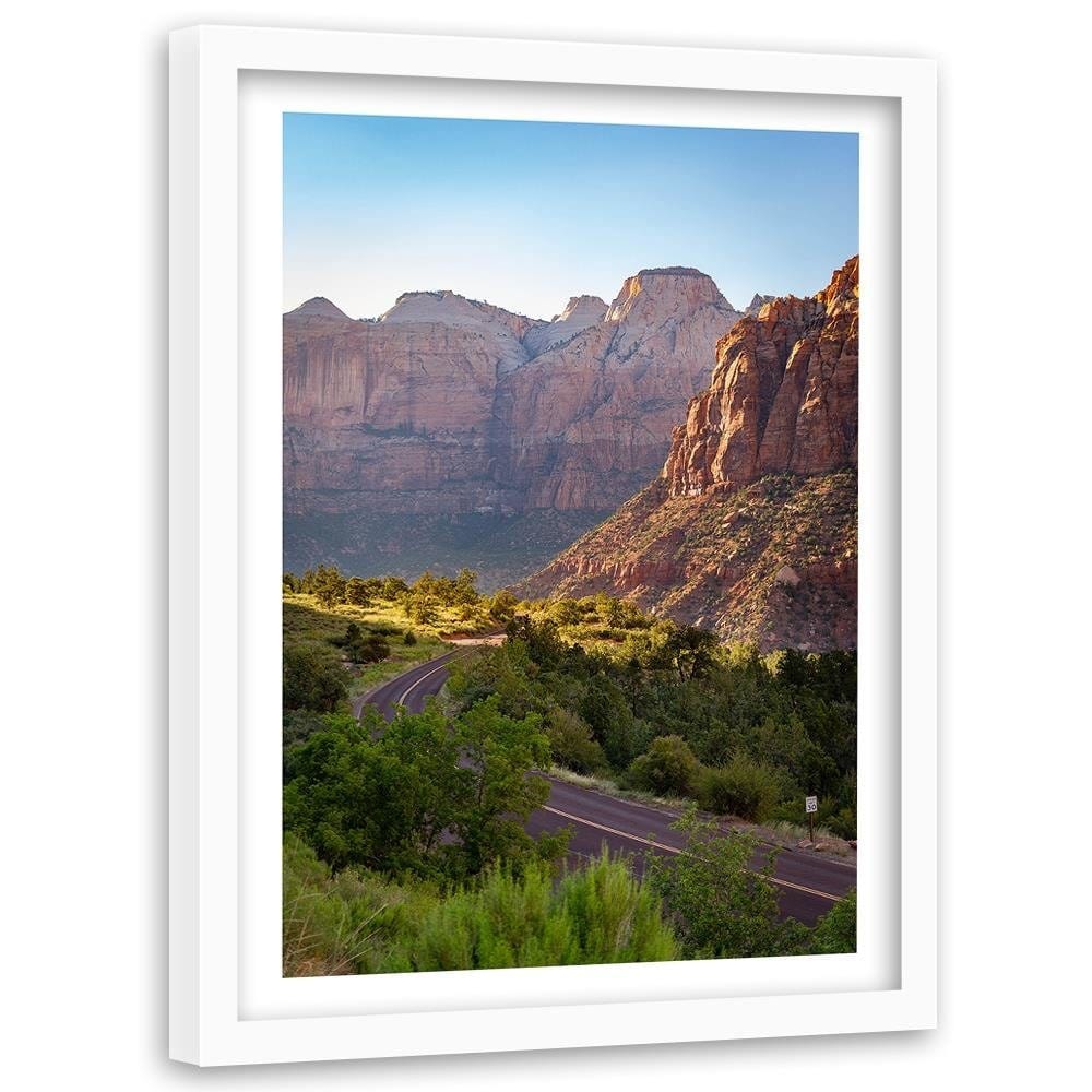 Glezna baltā rāmī - Mountain Road  Home Trends DECO