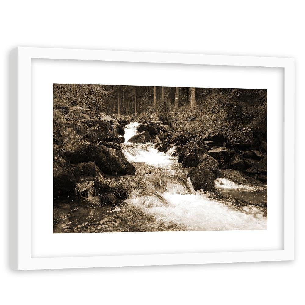 Glezna baltā rāmī - Mountain Stream 1  Home Trends DECO