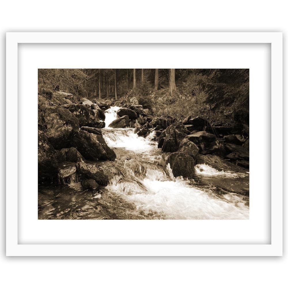 Glezna baltā rāmī - Mountain Stream 1  Home Trends DECO