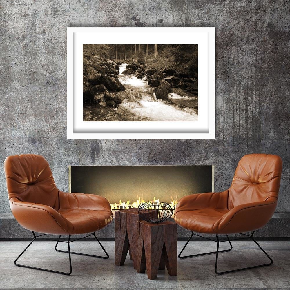 Glezna baltā rāmī - Mountain Stream 1  Home Trends DECO