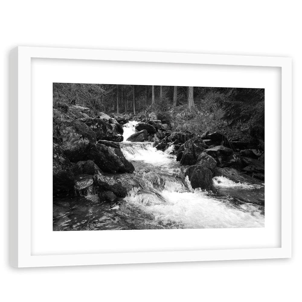 Glezna baltā rāmī - Mountain Stream 2  Home Trends DECO