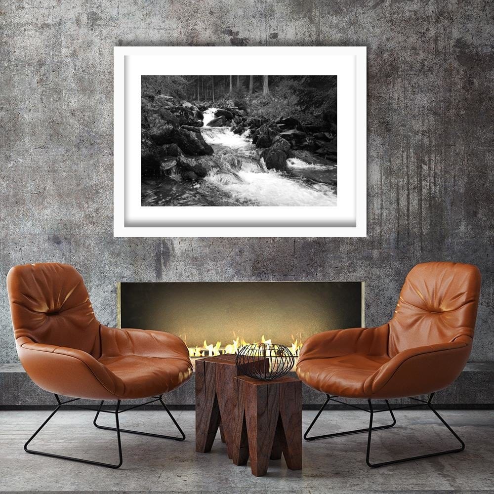 Glezna baltā rāmī - Mountain Stream 2  Home Trends DECO