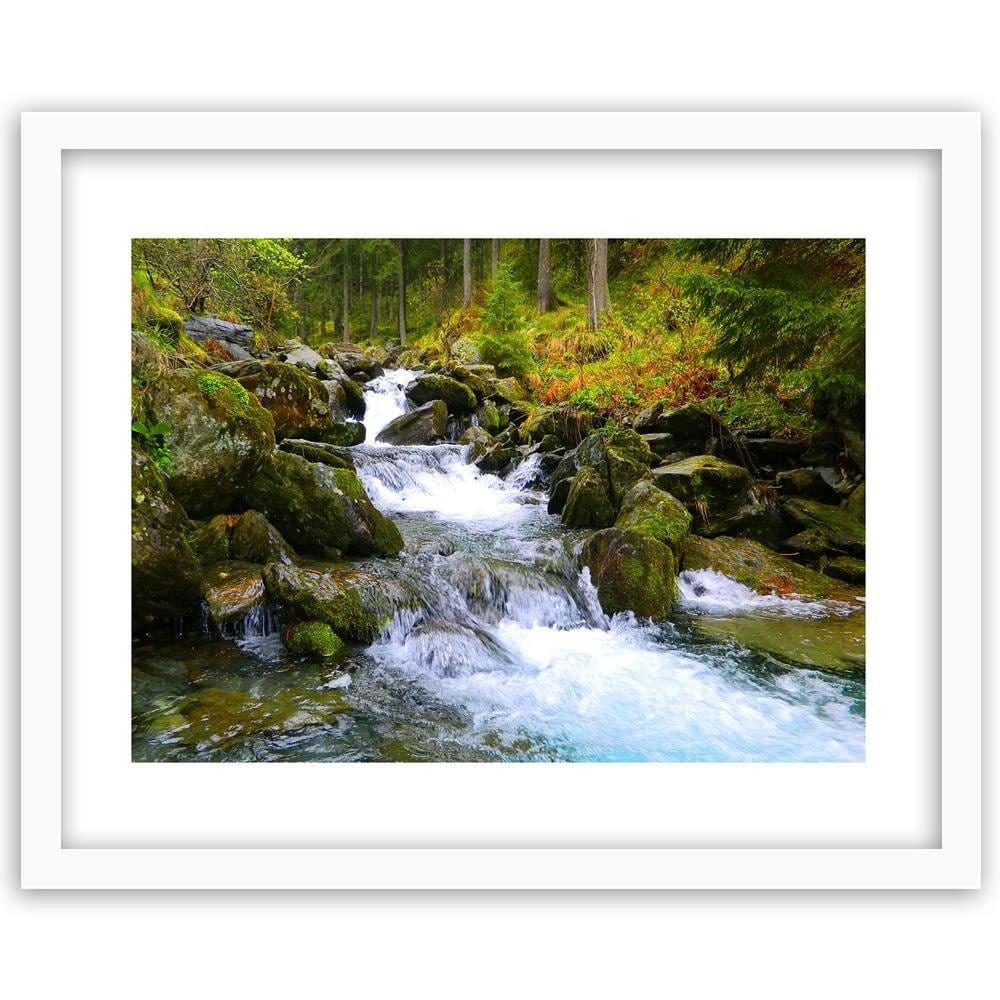 Glezna baltā rāmī - Mountain Stream 3  Home Trends DECO