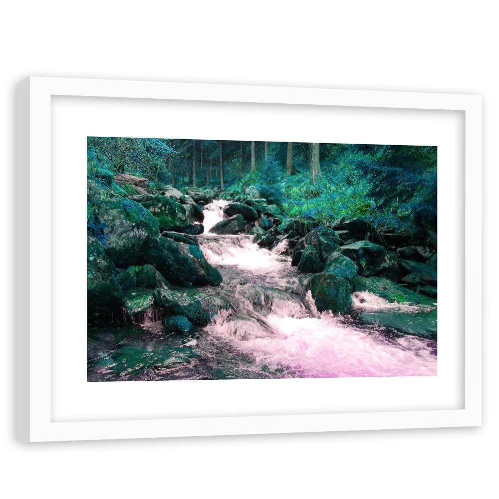 Glezna baltā rāmī - Mountain Stream  Home Trends DECO