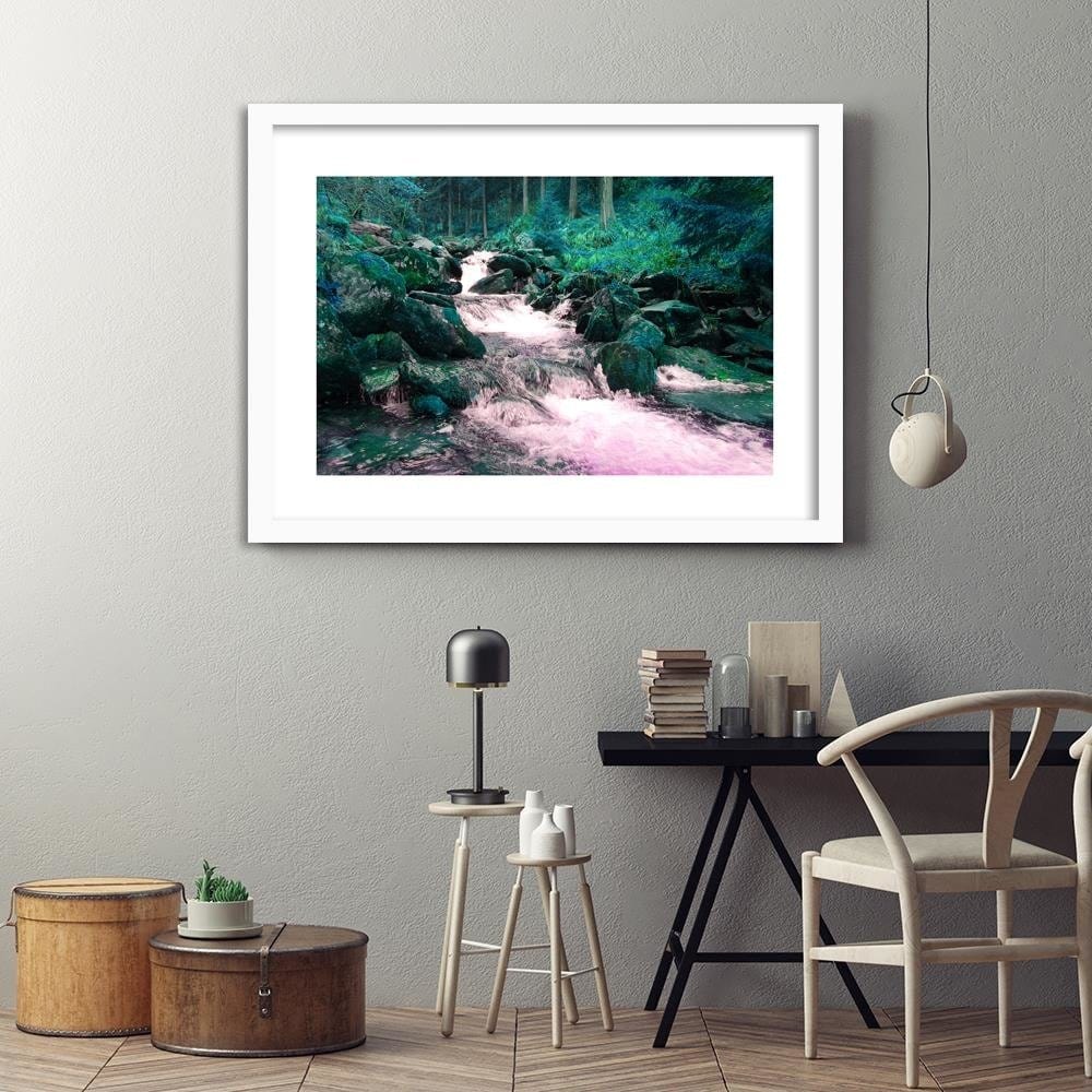 Glezna baltā rāmī - Mountain Stream  Home Trends DECO