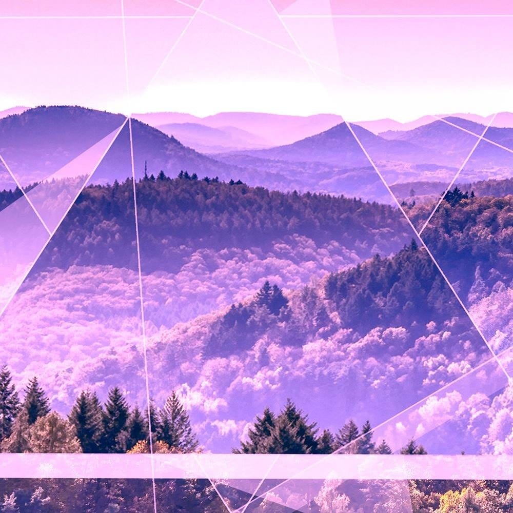 Glezna baltā rāmī - Mountain Tree And Geometry 3  Home Trends DECO