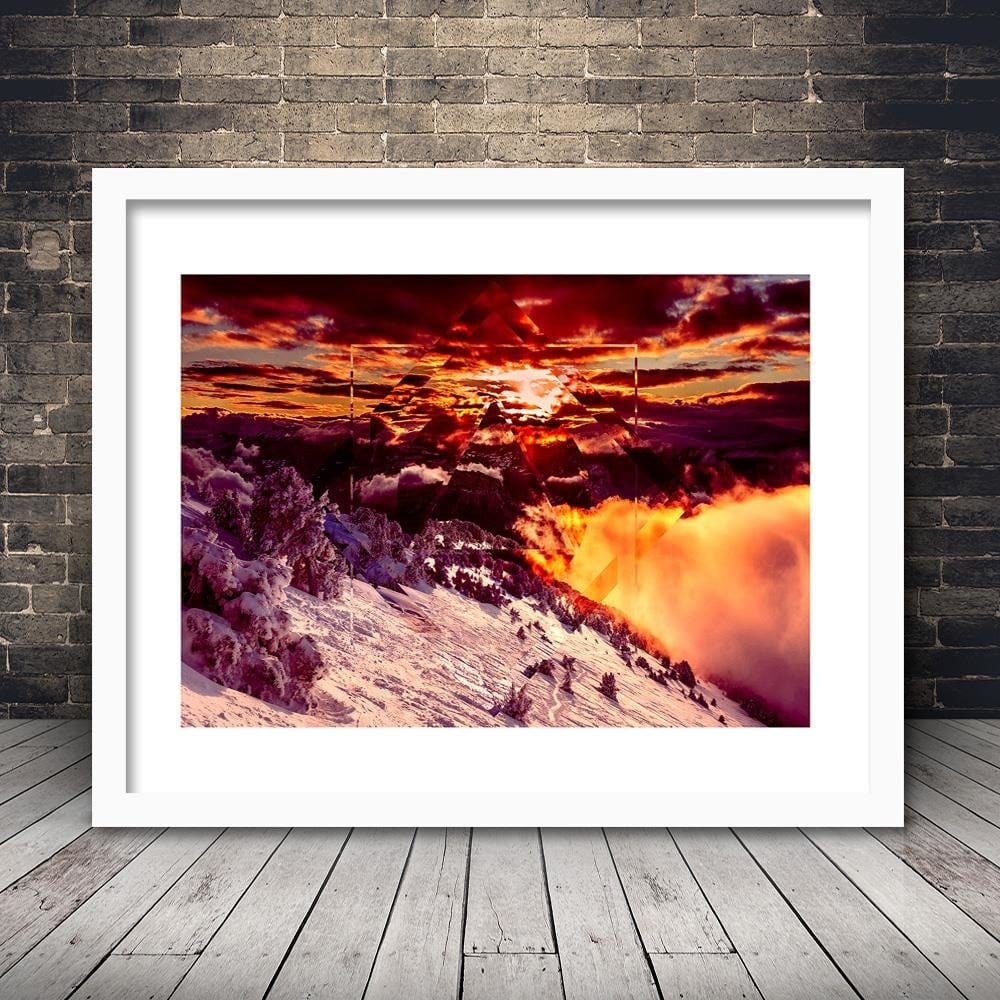 Glezna baltā rāmī - Mountains And Sky 2  Home Trends DECO