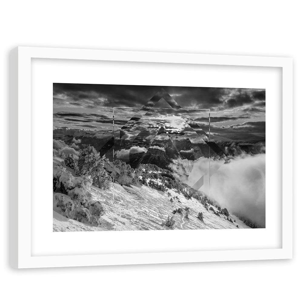 Glezna baltā rāmī - Mountains And Sky 3  Home Trends DECO
