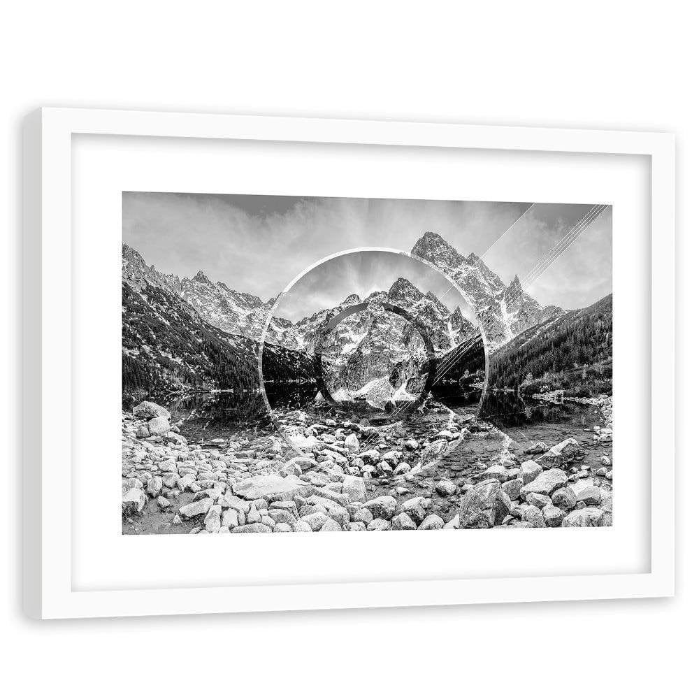 Glezna baltā rāmī - Mountains And Stones 3  Home Trends DECO