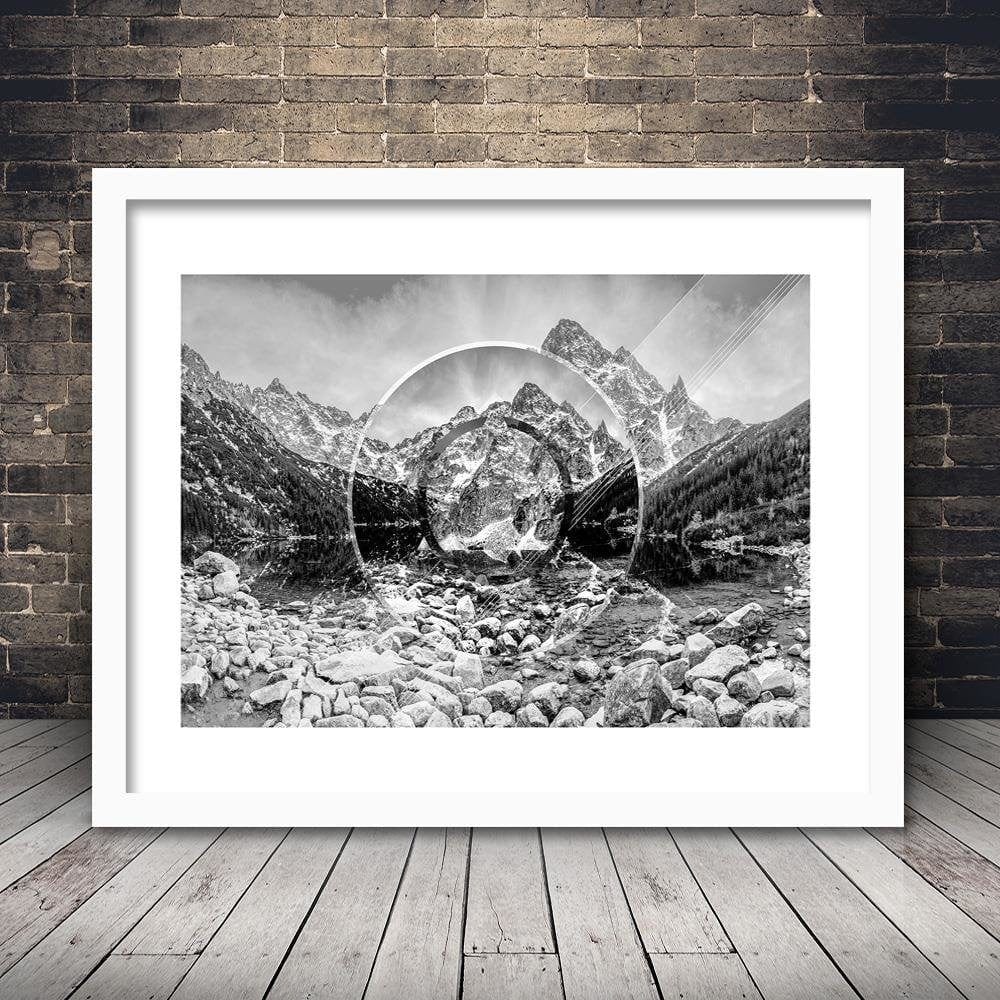 Glezna baltā rāmī - Mountains And Stones 3  Home Trends DECO