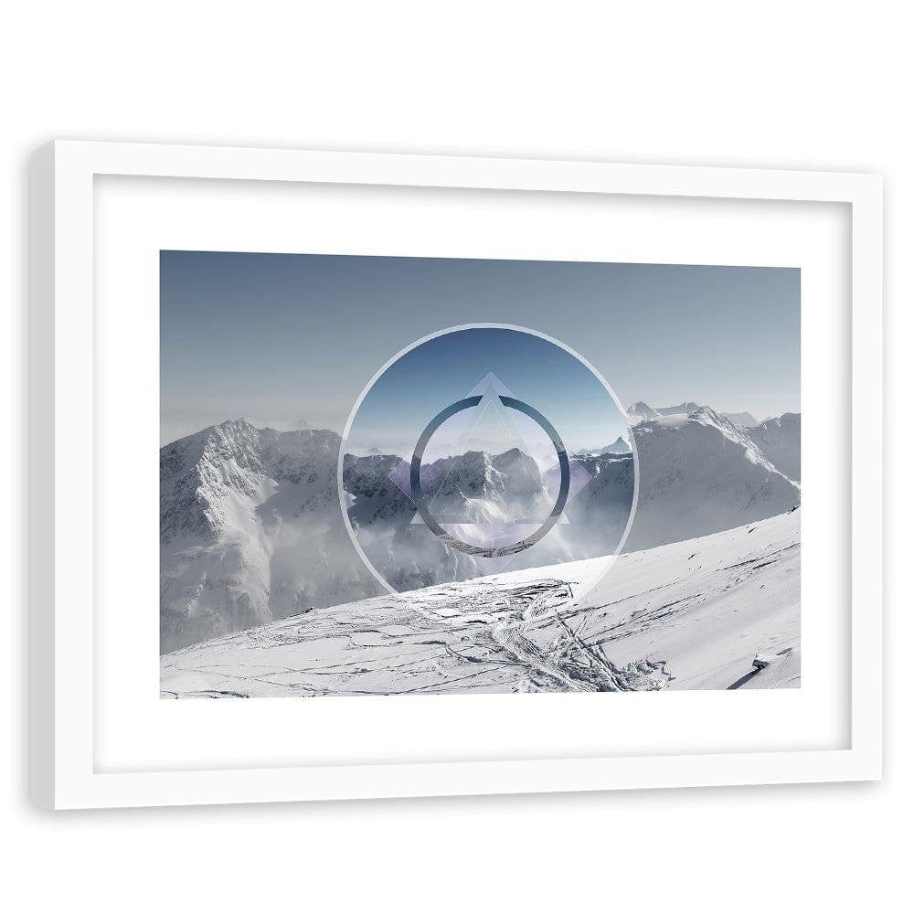 Glezna baltā rāmī - Mountains Covered With Snow With A Figure Of 1  Home Trends DECO