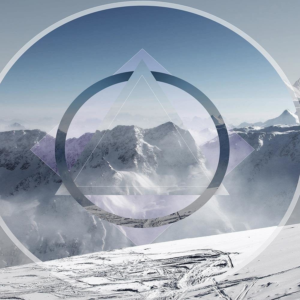 Glezna baltā rāmī - Mountains Covered With Snow With A Figure Of 1  Home Trends DECO
