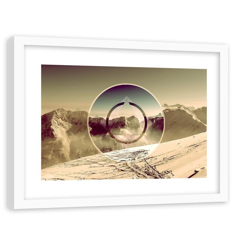 Glezna baltā rāmī - Mountains Covered With Snow With A Figure Of 2  Home Trends DECO