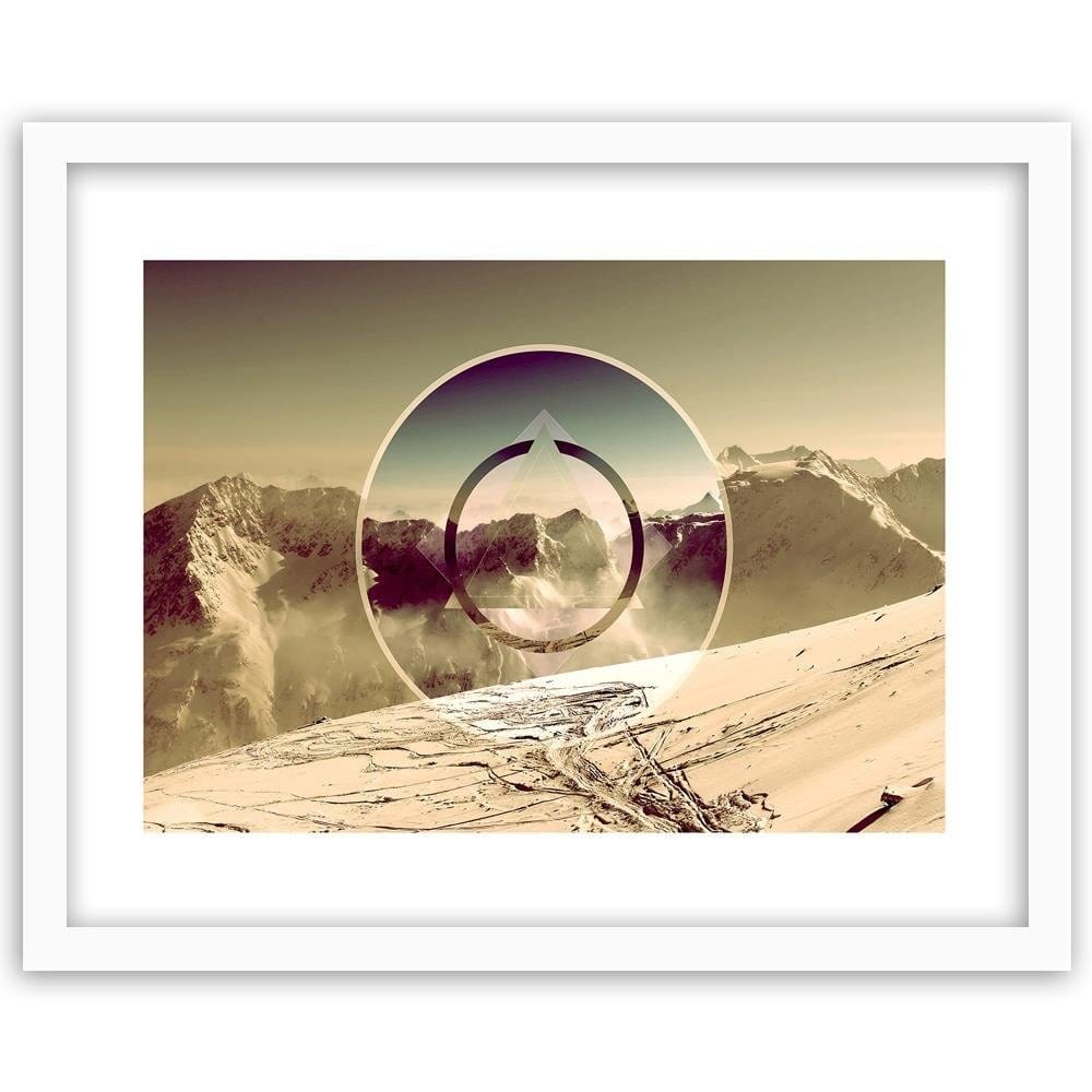 Glezna baltā rāmī - Mountains Covered With Snow With A Figure Of 2  Home Trends DECO