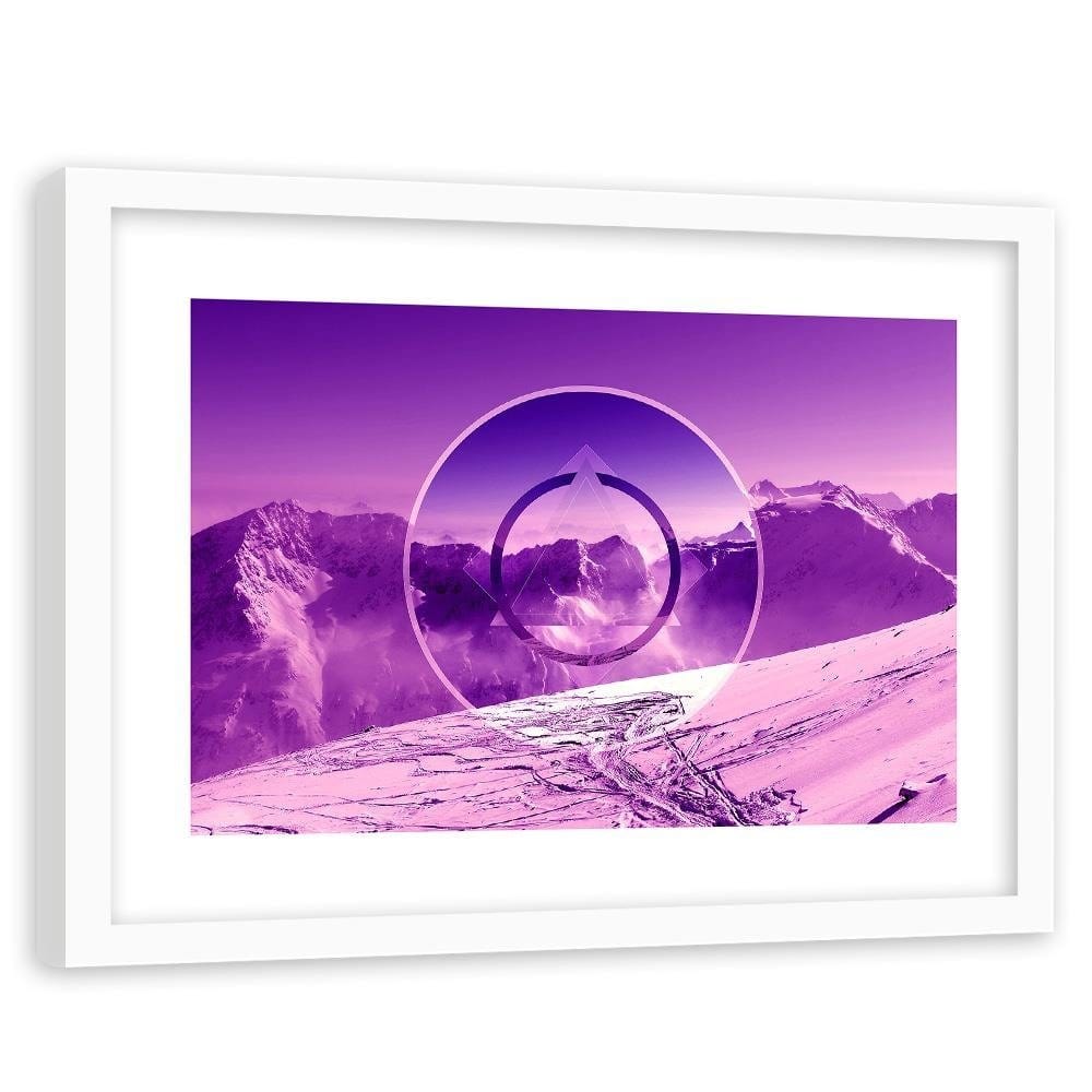 Glezna baltā rāmī - Mountains Covered With Snow With A Figure Of 3  Home Trends DECO