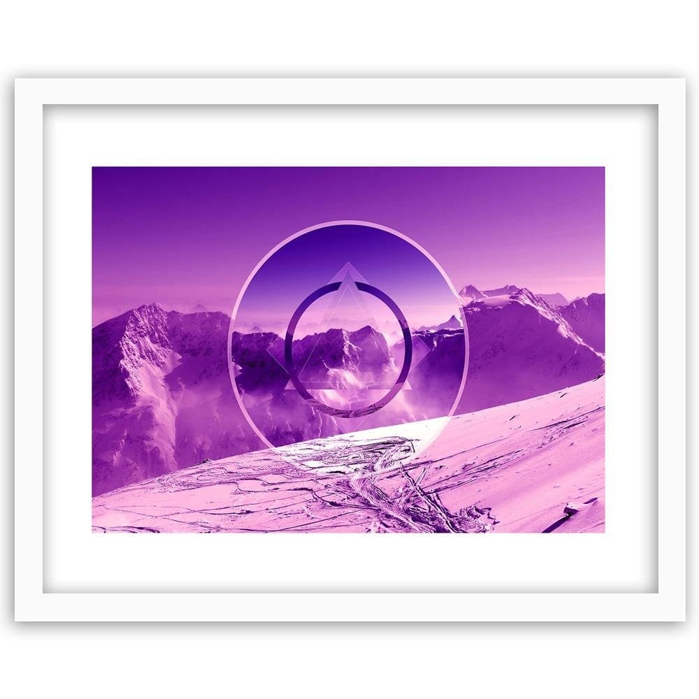 Glezna baltā rāmī - Mountains Covered With Snow With A Figure Of 3  Home Trends DECO
